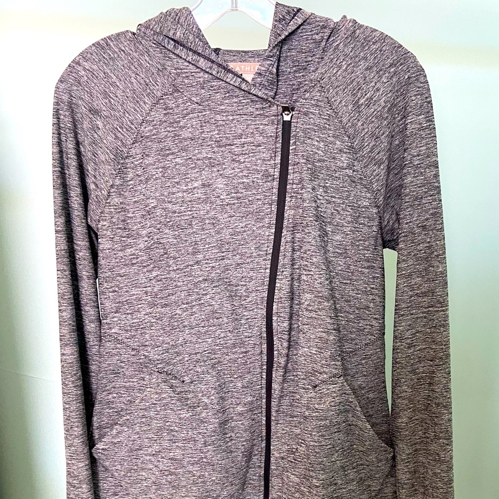 Athleta asymmetric zip, light jacket with hood